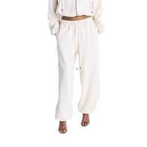 KBB by Kahlana The Dwayne Sweats Cream Color High Rise Joggers -- Size Medium